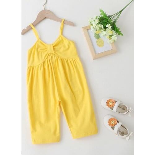 New Summer Baby Girl Jumpsuit Solid Sleeveless Strap Baby Romper Cotton Breathable Soft Fashion Baby Clothing Kids Clothes 1-6Y