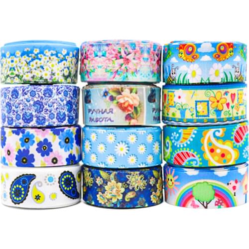 10 Yards 1" 25MM Flowers Printed Grosgrain Ribbons For Hair Bows DIY Handmade Materials Y2020122403