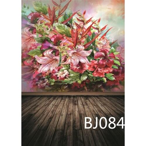Lily Flower Wall Wood Board Decor Polyester Backdrop Background Photography Studio Prop Photographic Seamless Washable No Crease