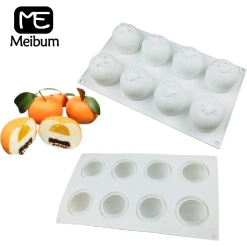 Meibum 8 Cavity Orange Silicone Fruit Mousse French Dessert Cake Mold Fondant Chocolate Pastry Tools Baking Moulds Accessories