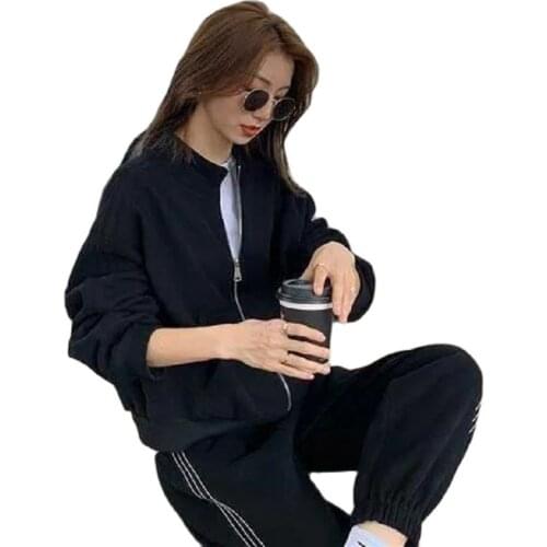 Fashion Sports Suit 2021 Spring And Summer New Casual All-Match Zipper Jacket Two Piece Set Womens Clothing With Free Shipping