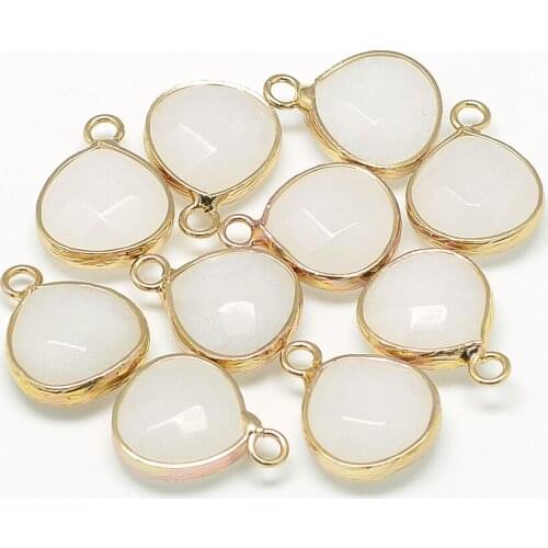 2pcs Natural White Jade Pendants Faceted Waterdrop Shape Stone Pendant for Jewelry Making DIY Necklace Accessories Gift