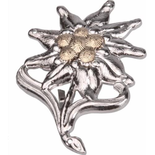 WWII GERMAN OFFICER EDELWEISS MOUNTAIN METAL CAP BADGE INSIGNIA