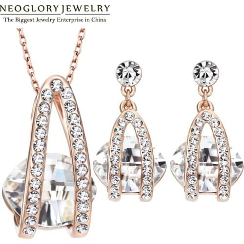 Neoglory Alloy Fashion Rhinestone Wedding Jewelry Sets Bridal Bridesmaid Statement Gift 2020 New Hot Charm Brand JS9