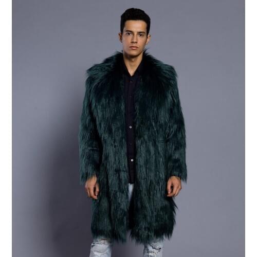 2020 new mens winter faux fur jacket Black gown white devil Style long windbreaker Fox warm fashion man leather fur coat