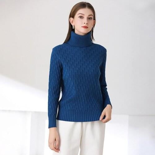 2020 New Sweater For Women Turtlenecks Long Sleeve Pure Color Slimming Thick Knit Top Pullover Womens Sweater