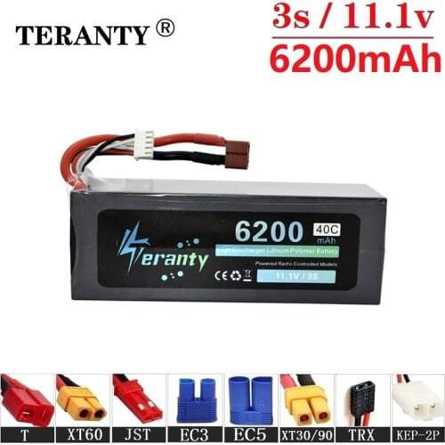 Upgrade Power 11.1v 6200maH 40C RC Drones Batterry For RC Car Boat Quodcopter Spare Parts 3s 6200mah 11.1v LIPO Battery T/XT60