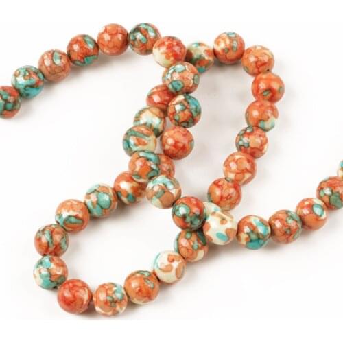 Bulk Wholesale Blue Orange Colorful Rain Flower Jaspers Loose Natural Stone Beads for Jewelry Making Necklace Bracelet DIY 8mm