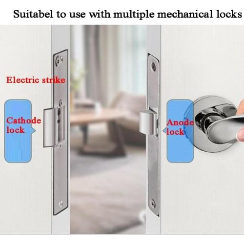 12V NO NC Electric strike Fail secure Fail safe Mechanical lock tongue Electric Door lock Access control