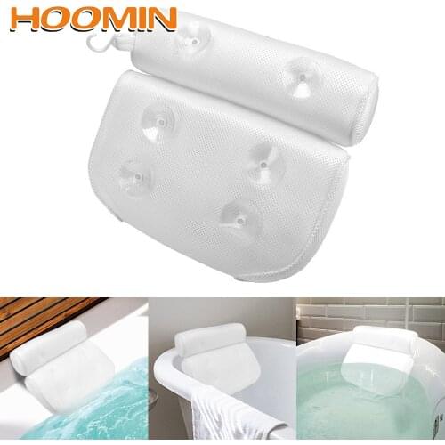 HOOMIN Non-Slip With Suction Cups 3D Mesh Breathable for Neck and Back Support Spa Bath Pillow Bathtub Head Rest Pillow