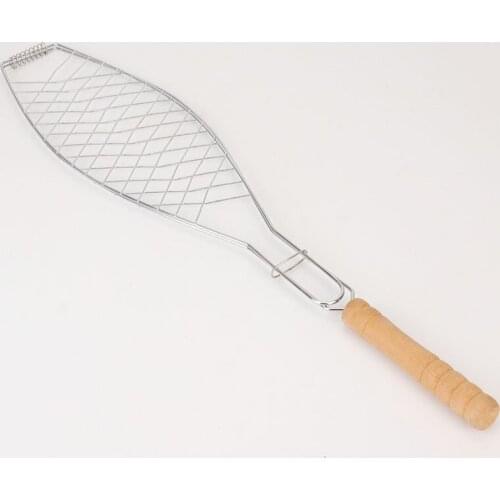 Portable Nonstick Fish Grilling Basket With Handle Chicken Meat BBQ Mesh Clip DIY Barbecue Tool Roasting Accessories Outdoor