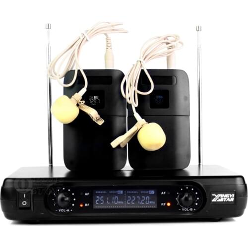 Professional Lavalier Microphone Wireless Collar Mic 2 Channel Cordless LCD Receiver BLX1 Bodypack For Digital Audio Mixer Party