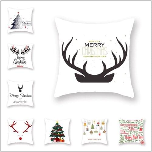 Merry Christmas Gift Cushion Cover 45*45 Pillowcase Cotton Linen Sofa Cushions Pillow Cases Pillow Covers