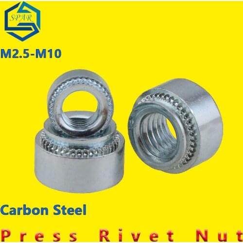 Slab Thickness 0.8-3.2mm Self-Clinching Nuts Press Rivet Nut Zinc Plated Rivnut Self-Clinching Inserting Nutsert Carbon Steel