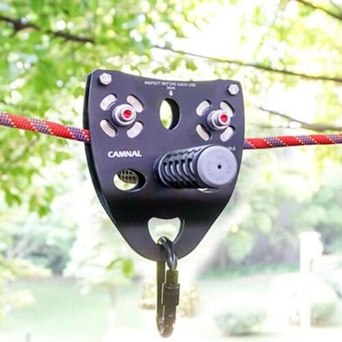 35KN Rock Climbing Mountaineering 13mm Cable Rope Pulley with Handle Grip