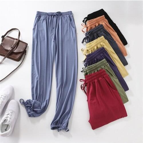Cotton sleep pants women beam pants female Spring and Summer thin wide leg pants loose lantern pants elastic waist home pants