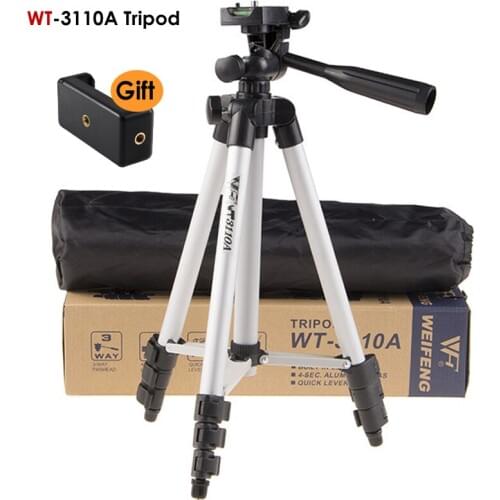 WEIFENG WT3110A Tripod With 3-Way HeadTripod for Nikon D7100 Canon 650D DSLR with Phone Clip Holder for Smartphone