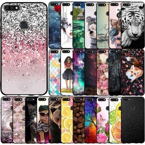 Silicone Case For Huawei Y7 2018 Case Soft Tpu Phone Shell Cover For Huawei Honor 7C Fundas Coque Etui Bumper Protective Cover