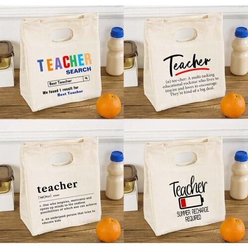 Best Teacher Fresh Cooler Bags Portable Lunch Bag Insulated Thermal Bento Tote Travel Picnic School Food Storage Pouch Best Gift