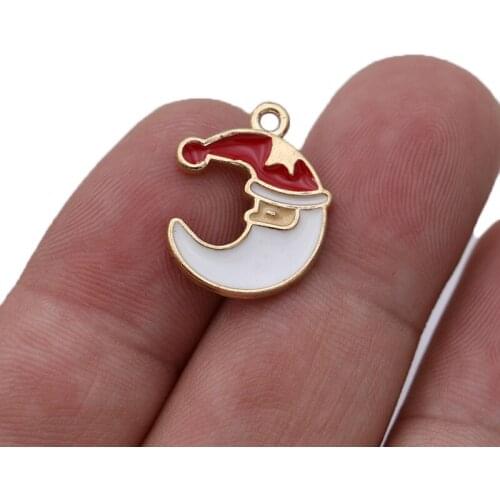 10PCS Enamel Moon Charm Pendant Jewelry Making Bracelet Necklace DIY Earrings Accessories Craft