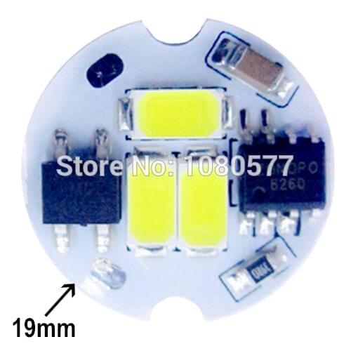 1000 pieces/lot 2W COB Shape 19mm integrated IC LED driver 5730 SMD PCB base plate AC180V-260V