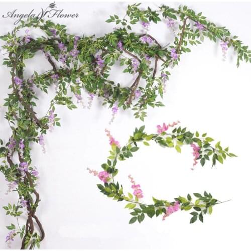 2M Wisteria Flower Vine Bean Flower Tree Vine DIYwedding home garden Decor Plants Wisteria Rattan Artificial Flower String flore