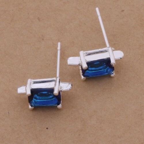 AE199 Trendy wholesale r earrings , r fashion jewelry , blue stone /biiajzpa bivakacar plated