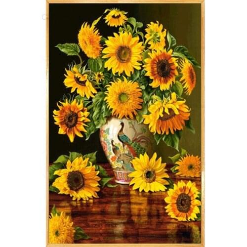 5D Diy Diamond Painting Flower Sunflower Full Square Drill Embroidery Cross Stitch Home Decor Living Room Rhinestone Artwork