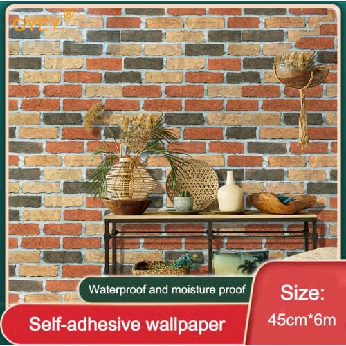 Antique Brick Pattern Wallpaper Retro Wallpaper Red Brick Wall Sticker Waterproof PVC Restaurant Background Wall Paper 45cm*6m