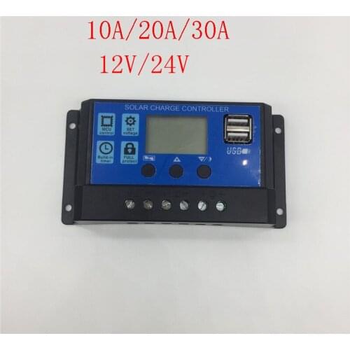 30A/20A/10A 12V 24V Auto work Solar Charge Controller PWM with LCD Dual USB 5V Output Solar Cell Panel Charger Regulator PV Home