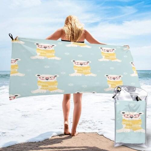 Bath Towel Cute Winter Bears Quick Dry Large Towel Thin Absorbent Soft Towel for Home Travel Camping Swimming Beach Sport