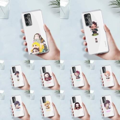 Demon Slayer Kawaii Anime Phone Case Transparent For Huawei MATE P 40 30 20 10 pro plus lite X 5G Soft TPU Clear Mobile bags