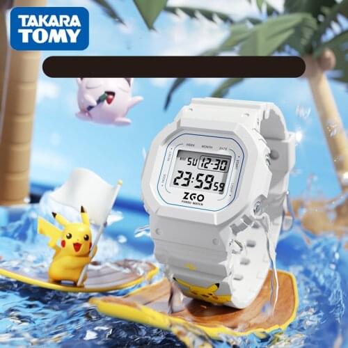 TAKARA TOMY Pokemon Children Electronic Digital Watch Anime Figure Pikachu Sport Watches Waterproof Wristwatches For Kids Gift