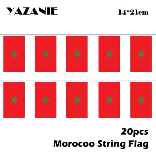 YAZANIE 14*21cm 20PCS Morocco String Flag Moroccan Bunting Banner for Football European Cup #8 Polyester Custom National Flag