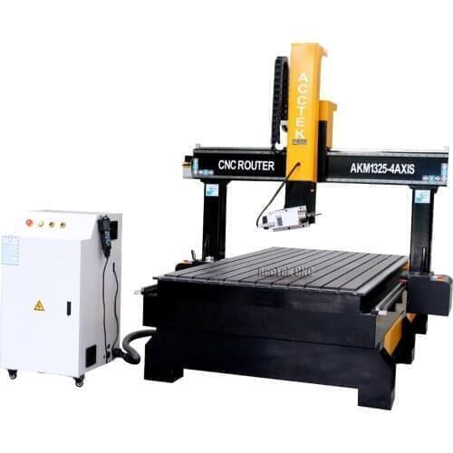 ACCTEK Low Price 4 Axis CNC Wood Router Milling Machine With 6KW Spindle For Furniture Cabinet Door Metal Woodworking