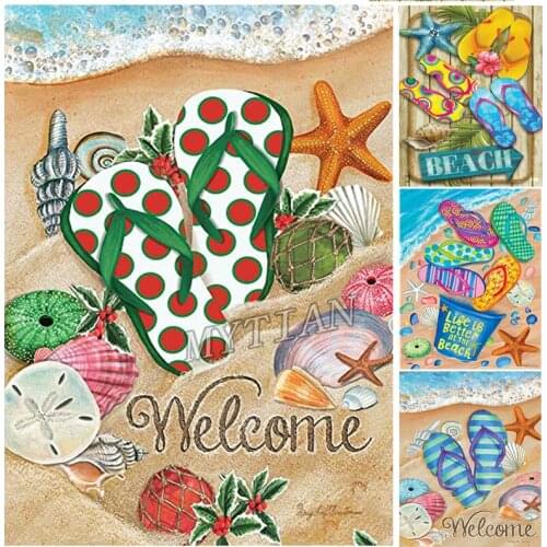 Full square/round 5D DIY diamond painting welcome beach Summer scenery Embroidery Pattern Cross stitch kit mosaic wall stickers
