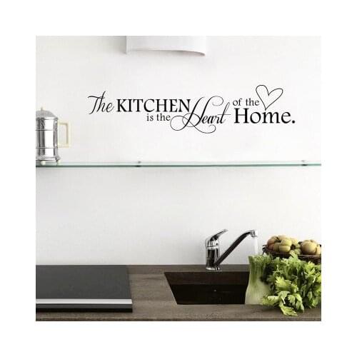 "Kitchen is the heart of the home"DIY Black Quotes Wall Sticker Kitchen Decoration Poster Decor Wall Decals Ceiling Stickers