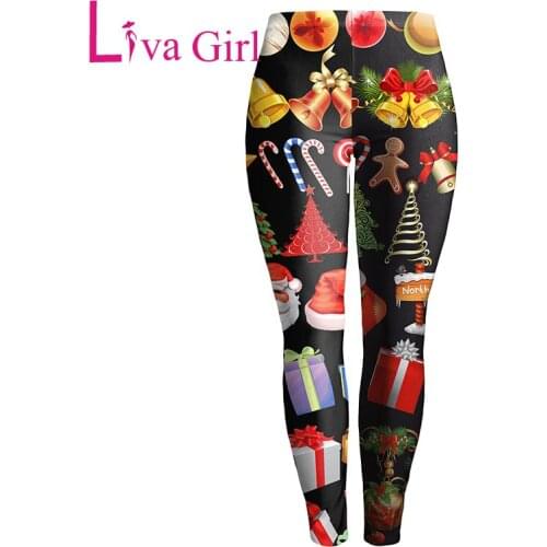 LIVA GIRL Christmas Leggings For Women Casual Print Elasticity Skinny Push Up Legging Spandex Trouser Stretchy Pants Trees Bell
