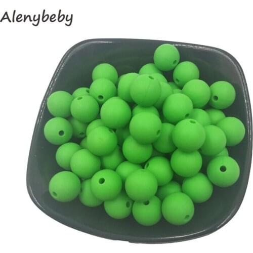 Summer Green Color Food Grade Silicone Round Bead 12/15mm Baby Teether Necklace Toy DIY Pacifier Chain Care Baby Teether Product
