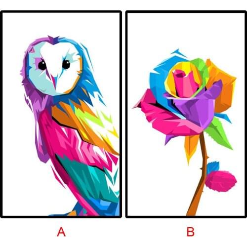 Needlework 5d Diy Diamond Painting Cross Stitch Kits Cubist Pop Owl And Flowers Square Drill Full Diamond Embroidery Home Decor