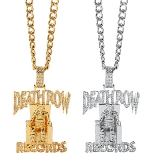 Throne Man Cool Necklace Sitting Person Big Pendant Rhinestone Inlaid Long Chain Necklaces Hip-Hop Rock Style Jewelry for Men