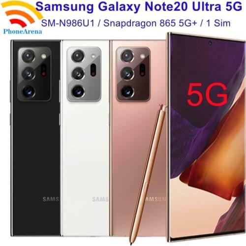Samsung Galaxy Note20 Ultra 5G N986U N986U1 90% New 6.9" 128GB ROM 12GB RAM NFC Snapdragon 12+12+108MP Original Cell Phone