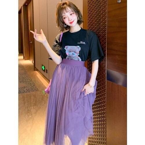 Casual bear print fashion round neck short sleeve versatile cotton T Womens T-shirt 2021 Spring new