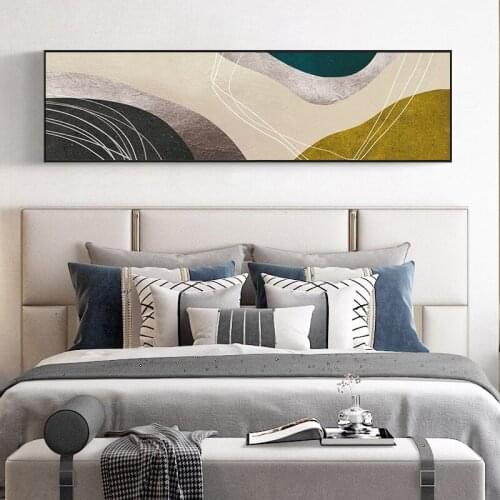 Simple modern Nordic abstract lines marble bedhead wall on the decorative picture poster murals canvas printing