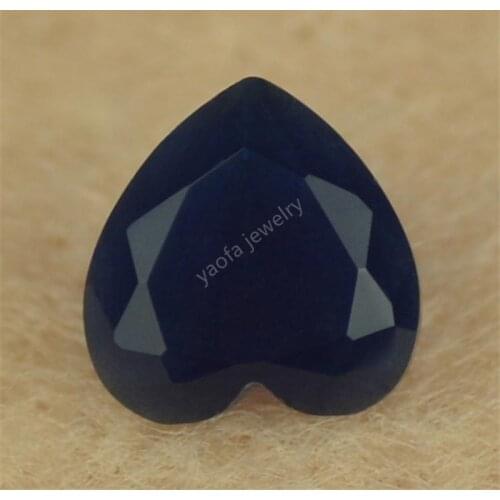 Sale 3x3~12x12mm 5A Dark Blue Color Frosted Bottom Glass Stone Heart Shape Cut Loose Synthetic Gems Glass Beads For Jewelry
