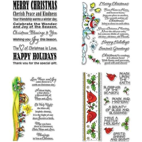 Diverse Christmas Blessings Greetings Words Snowman Holly Transparent Clear Stamps for DIY Scrapbooking Cards Crafts 2019 New