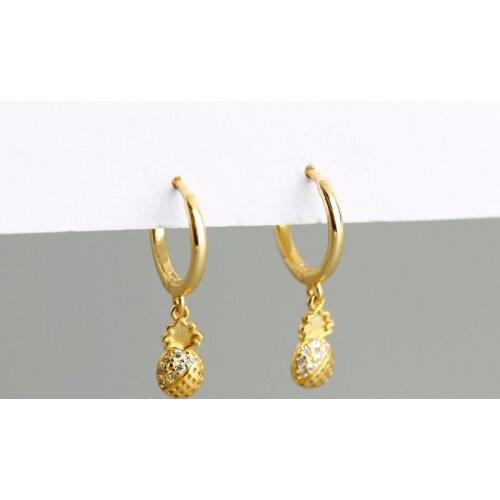 925 Sterling Silver Pineapple Hoop Earring for Women Girls Korean Jewelry 2021