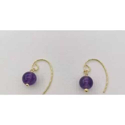 Natural Stone Geniune Amethyst Earrings Purple Violet Gemstones 14K Gold Filled Hooks Simple Drop Dangle Earrings For Women