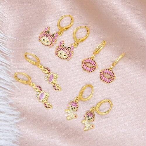 Animal Earrings For Womem Cute Earrings Bulk Gold Micro Zircon Copper Earring For Women 2021 Trend Party New Fashion
