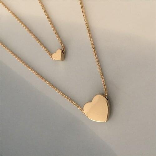 Chic Gold Color Plating Heart Through Chain Layered Necklace For Women Casual Bohemia Pretty Gorgeous Jewelry Accessory
